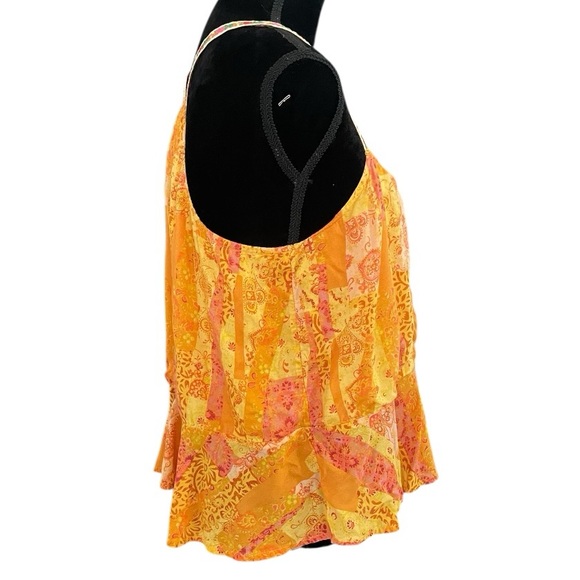 Anthropologie Pilcro Peplum Racerback Tank Orange women’s Large Bohemian Beach - Picture 4 of 7